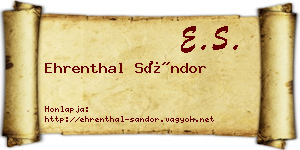 Ehrenthal Sándor névjegykártya